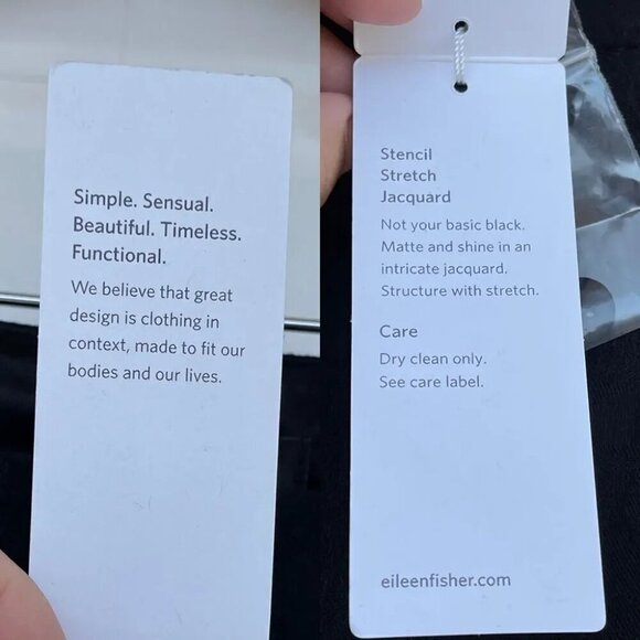 Eileen Fisher Stencil Stretch Jacquard Slim Ankle Trouser Pants Black medium - Picture 9 of 13